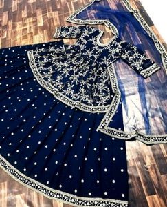 Elegant Blue Embroidered Lehenga Choli Set