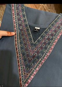 Embroidered Neckline Kurta