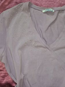 Y2k Lavender Vintage Aesthetic Fitted Top