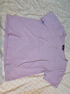 Ribbed Lavender Henley Top
