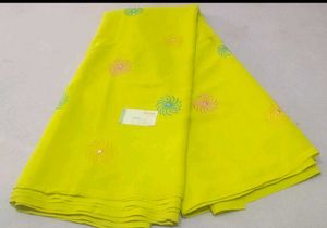 Vibrant Lime green Embroidered Saree