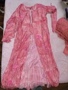 Elegant Pink Floral long kurta set