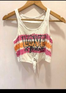 Tie-Front "LOVE" Graphic Tank Top