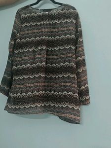 Boho Patterned Sheer Kurta Top
