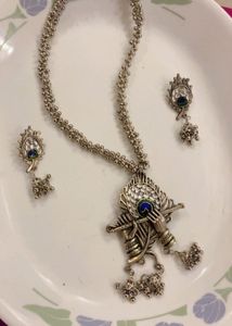 New Oxidized Silver Krishna  Necklace Set