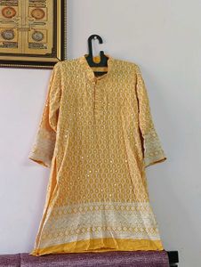 Yellow Embroidered Kurta