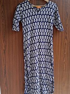 Navy and White Patterned Kurti