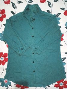 Patterned Green Button-Down Shirt