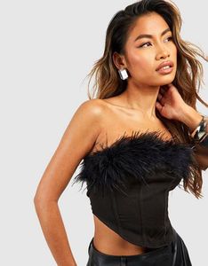 Feather Trim Corset Top
