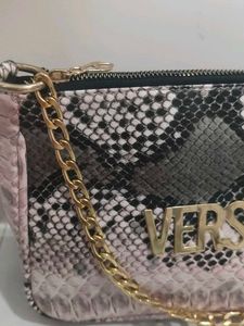 Versace Snakeskin Clutch with Gold Chain