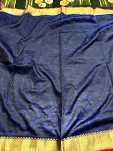 Elegant Blue Saree with Gold Border