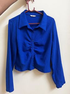 Blue Fitted Long Sleeve Shirt