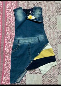 Cute Denim Dress with Embellishments