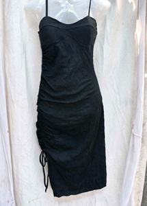 I. Black Ruched Spaghetti Strap Dress