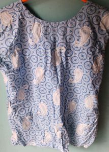 Blue Paisley Print Kurta / cotton