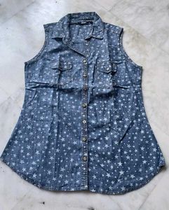 👕 Denim Star Print Sleeveless Shirt 👕