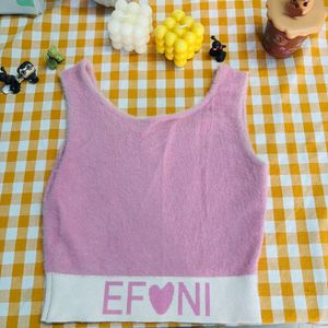 Pink Fuzzy knitted Tank Top