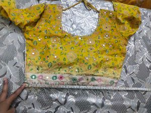 Yellow &amp; White Embroidered Lehenga Set