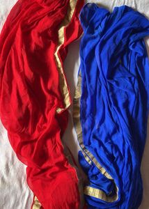 Red And Blue Chiffon Gota Patti Dupatta Combo