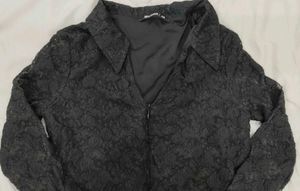 Chic Black Lace Collared Top