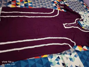 purple kurta set with lace work