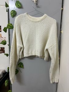 White Crop Knit Top (M)