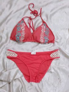 Coral Floral Bikini Set