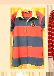 Striped Rugby Style Polo Shirt