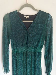 Green Shimmer Wrap Dress
