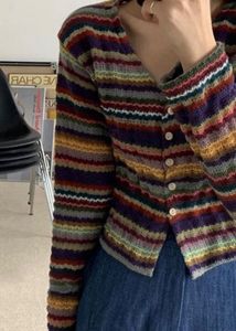 Pinteresty Colorful Striped Knit Cardigan