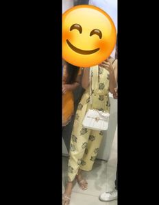 Yellow Leaf Print Jumpsuit