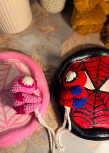 Handmade Crochet Spiderman keychain