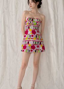 Strapless Geometric Print Mini Dress