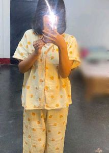 Cute Orange Print Pajama Set
