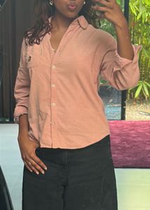 Vintage Dusty Pink Corduroy Button-Up Shirt