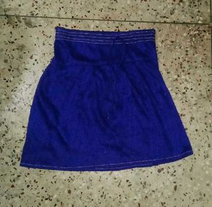 Blue A-Line Knit Skirt