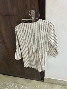 Striped Kurta with Black Embroidery