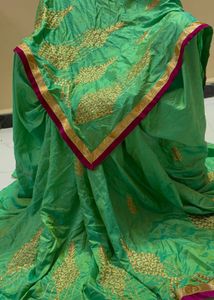 Vibrant Green Embroidered Silk Saree