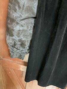 Elegant Black Velvet Dress with Sheer Sleeves