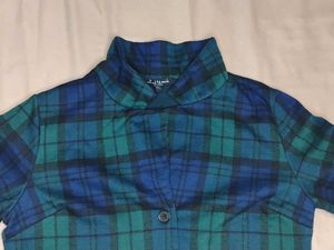 Blue &amp; Green Plaid Cropped Shirt