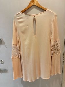 Elegant Peach Top with Lace Detail