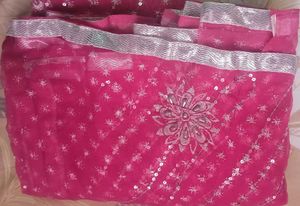 Designer Pink Sequins Saree
