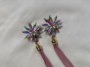 Sparkling Flower Tassel Earrings
