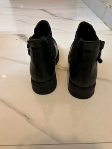 Black Leather Chunky Boots