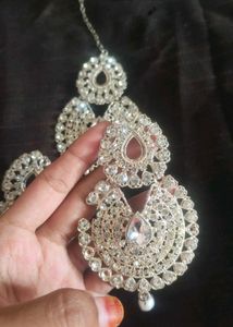 Elegant Chandbali Earrings &amp; Maang Tikka Set ✨