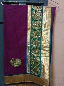 Purple &amp; Gold Detail Saree
