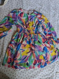 Vibrant Floral Print Long Sleeve Dress
