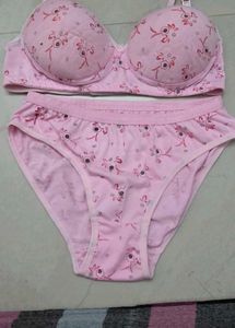 Cute Pink Floral Bra &amp; Panty Set