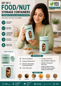 Set of 2 Food &amp; Nut Storage Containers