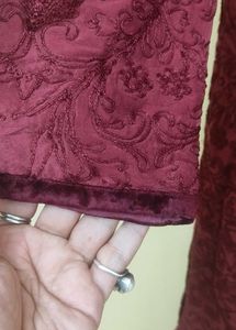 Maroon Embroidered Sherwani Style Kurta